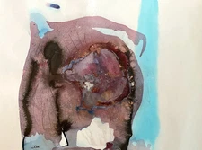 Abstract Mixed Media Ink Watercolor Painting on 11 X 15” Paper Contemporary