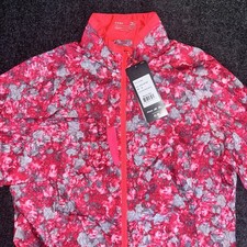 New Mizuno Aerojacket Diva Pink Griffin Full Zip Packable Jacket Womens M