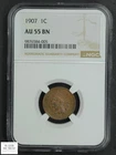 1907 Indian Head Copper Cent 1C NGC AU 55 BN