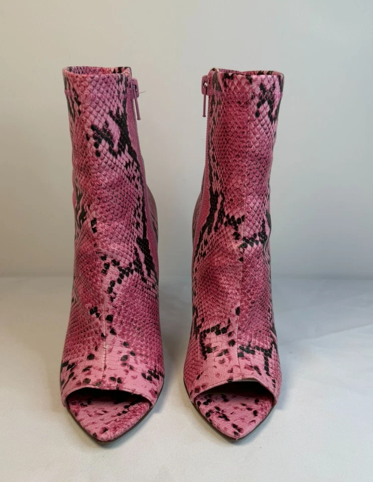 Steve Madden Conflict Mujer Talla 7 Rosa Serpiente Punta Abierta Tobillo Tacones de Aguja Bota Foto 2 de 4