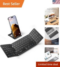 Full-Size Portable Foldable Bluetooth Keyboard with Elegant PU Leather Finish