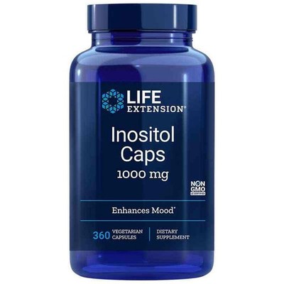Life Extension Inositol Caps Myo-Inositol 1000mg 360Caps Mood/PCOS Support