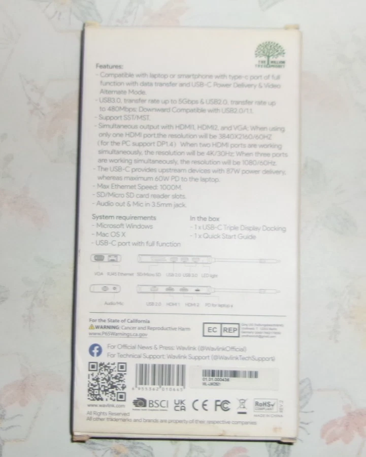 Wavlink USB-C Triple Display Docking supports USB Power Delivery WL-UMD501 Win11 - Image 2 of 2