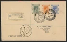HONG KONG 1938 first day cover with KGV 2c 4c 25c registered to China