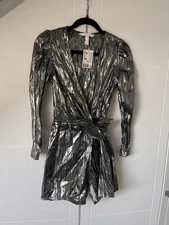 Women’s size 10 metallic silver jumpsuit bodysuit occasion wear Christmas