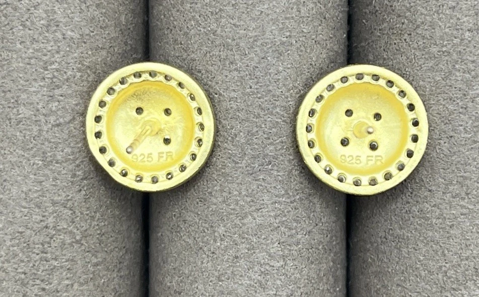 Aretes de trébol Freida Rothman de oro de 14 k y rodio sobre plata de ley NUEVO Foto 4 de 4