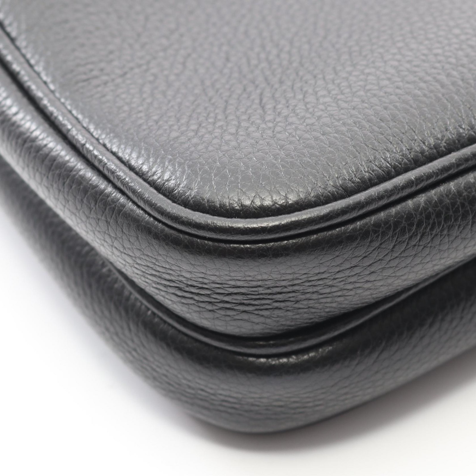 PRADA VITTELO Shoulder Crossbody Bag 2VH019 leather Black logo Used unisex thumbnail 5