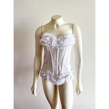 Coquette White Polka Dot Ruffle Corset Top Medium
