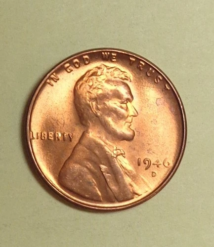 1946-D Lincoln Wheat Penny Cent Choice BU From Original Bank Roll (A)