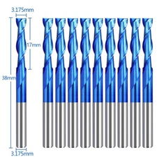 10Pcs Carbide Square End Mill 1/8'' Shank 2 Flute Milling Machine CNC Router Bit