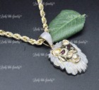 14k Yellow gold Natural Diamond lion head pendant  with Rope chain necklace  — photo 3