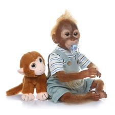 20" Reborn Baby Dolls Silicone Newborn Monkeys Doll Set Christmas Birthday Gifts