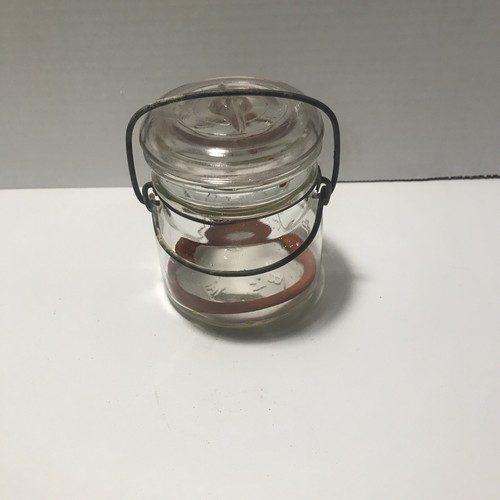 Vintage ATLAS E-Z SEAL Glass Mason Jar 1/2 Pint Wire Bale Lid Anchor Hocking 4 B - Picture 3 of 6