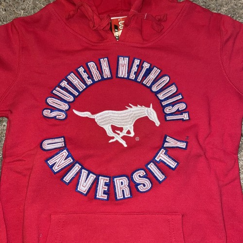 SMU Mustangs Southern Methodist Women XS Pullover Red Sweatshirt Hoodie Ladies