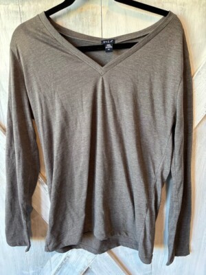 ENZA Gray Long-Sleeve Top Women's XL Extra-Large Shirt Soft Capsule Wardrobe