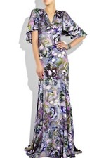 ALEXANDER McQUEEN Pre-Fall 2010 Cape Back Cowl Neck Floral Dress Size IT 40/S