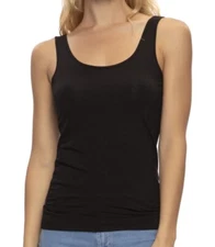 New Felina Ladies Cotton Stretch Layering Tank Top Large L (10-12) Black