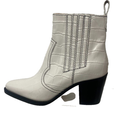 GANNI WHITE WESTERN STIEFELETTEN UK 6 US 9 EU 39 REF M166~