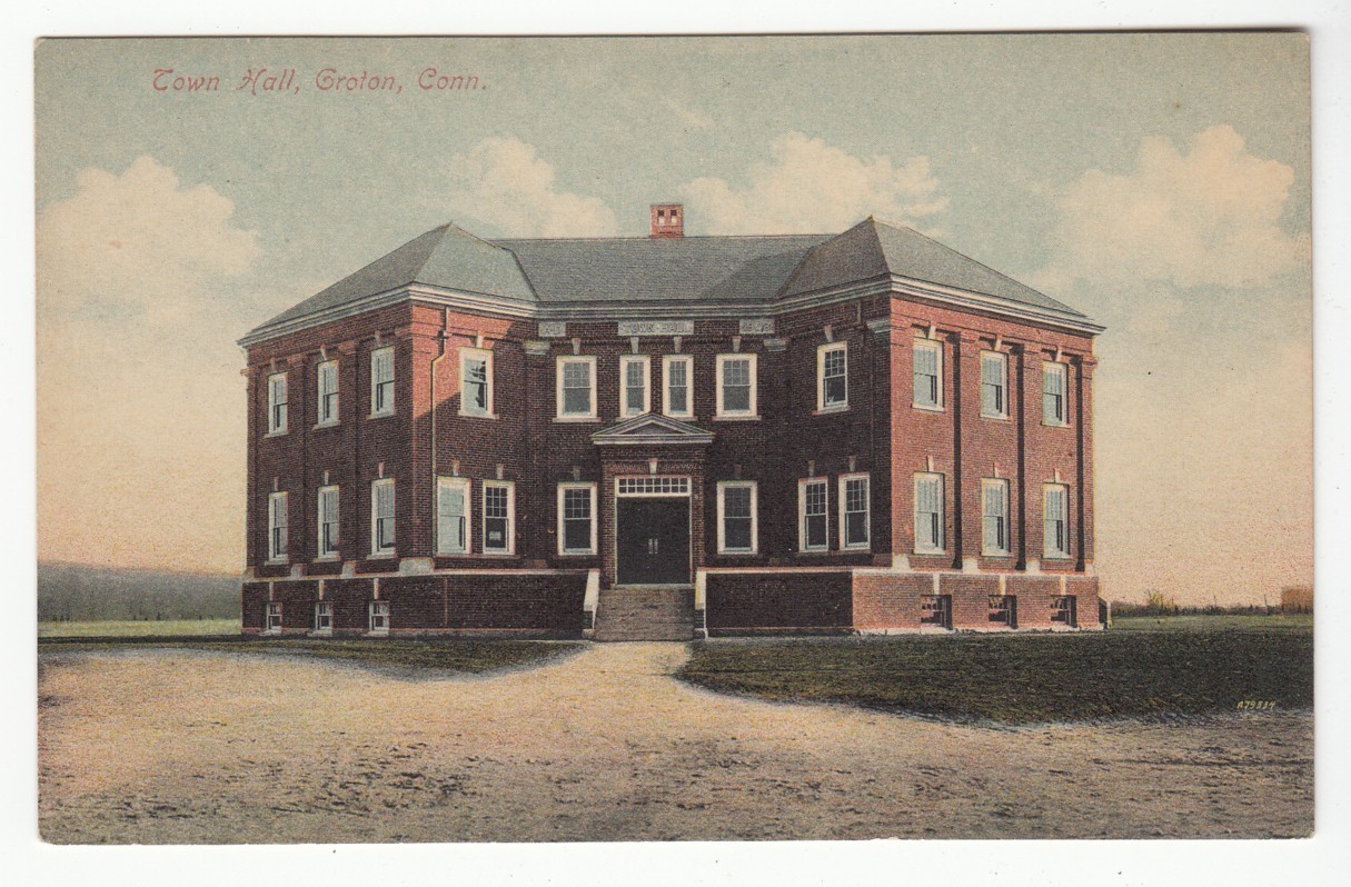[C58292] OLD POSTCARD TOWN HALL IN GROTON, CONNECTICUT eBay