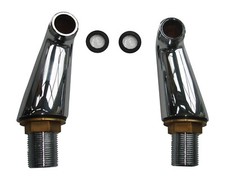 Pair of Deck Mounting Legs Pillars Angles for Bath Mixer, Brass & Chrome, 9.5Cms