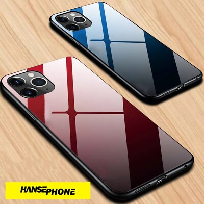 Hülle für iPhone 12 11 X - Glas Case Schutzhülle Handyhülle Cover Pro Max Mini