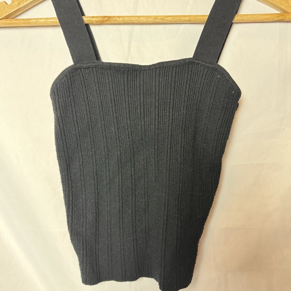 Women's Cropped Black Knit Tank Top. XS - Image 4 of 4
