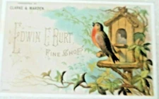 CLARKE & MARDEN EDWIN C BURT FINE SHOES VICTORIAN TRADE CARD CONCORD N.H. LITHO