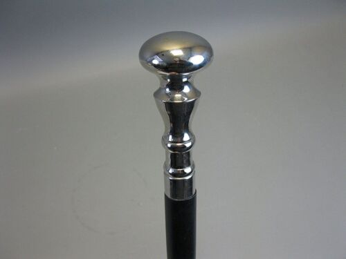 Silver Brass Chrome Handle Walking Cane Black Wooden Walking Stick Antique Gift - Picture 1 of 5