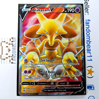 Alakazam V FULL ART ULTRA RARE card 172/185 Vivid Voltage 2020