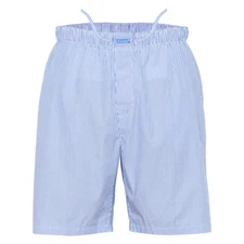 Ritzy Men's Sleep Short Pajama 100% Cotton Plaid Woven Comfortsoft- B&W Stripes