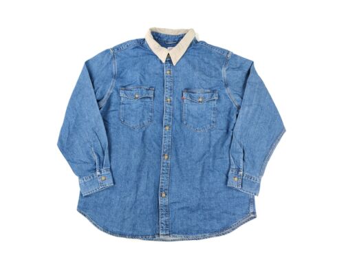 Levi's Jeanshemd Herren Western Shirt Jacke XL Relaxed Fit Cordkragen stonewash - Afbeelding 1 van 6