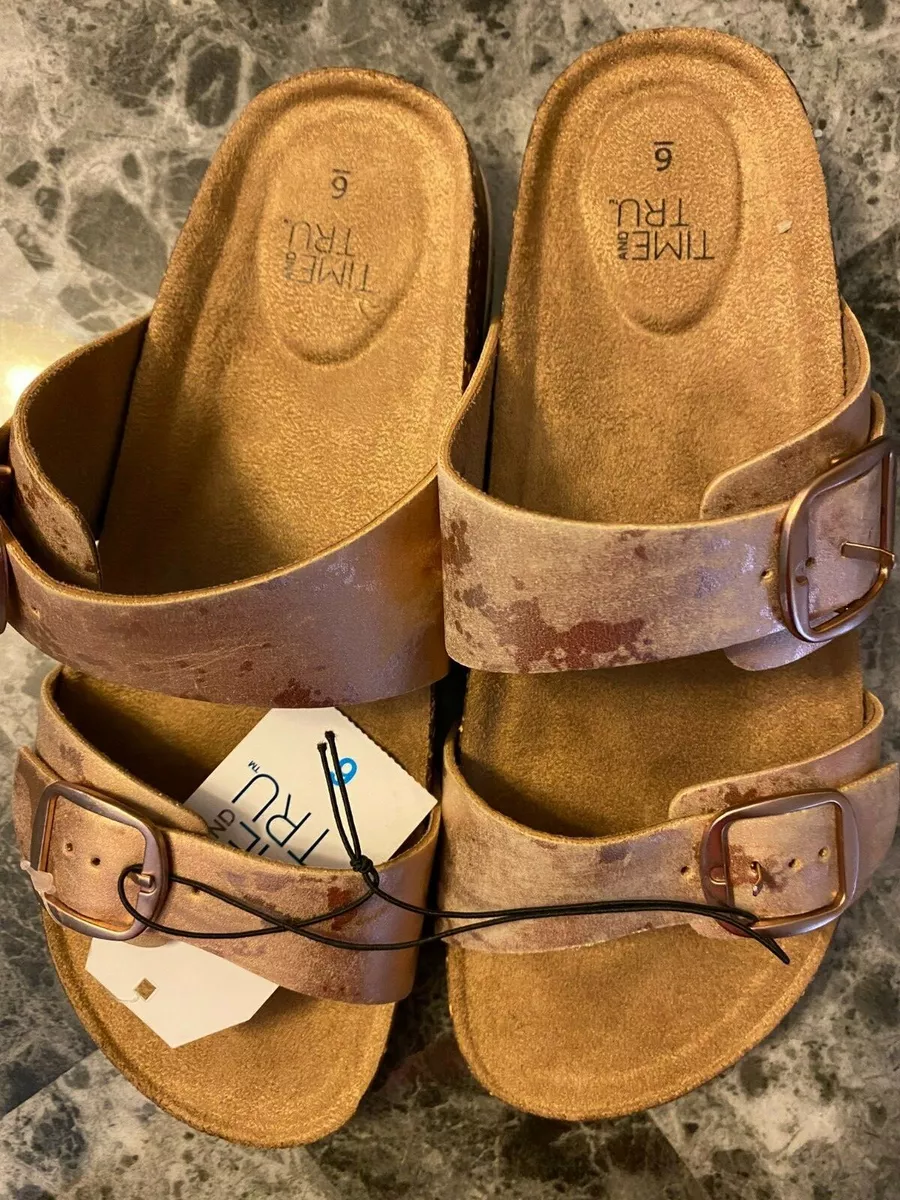 Time and Tru Women s Two Band Slide Sandals Size 6 10 11 New