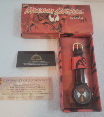 Maximum Carnage Watch 1994 NEW IN BOX, COA* (MARVEL, Spider-Man. Box not perfect