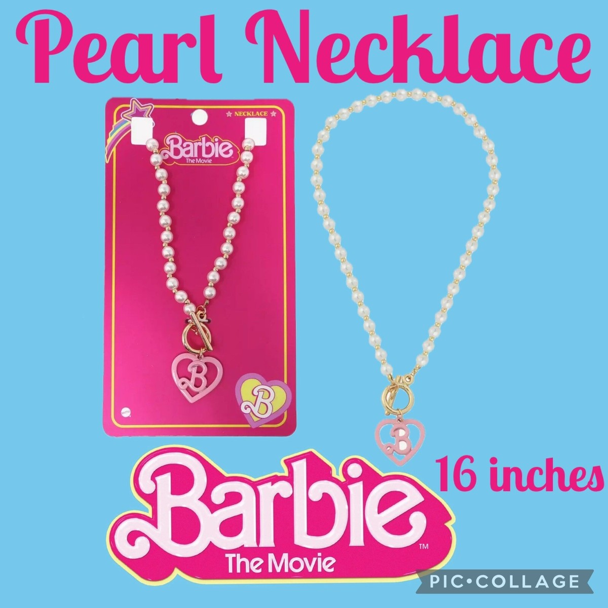 ✨Barbie The Movie✨Hot Topic✨Heart Pendant✨Pearl Beaded✨16