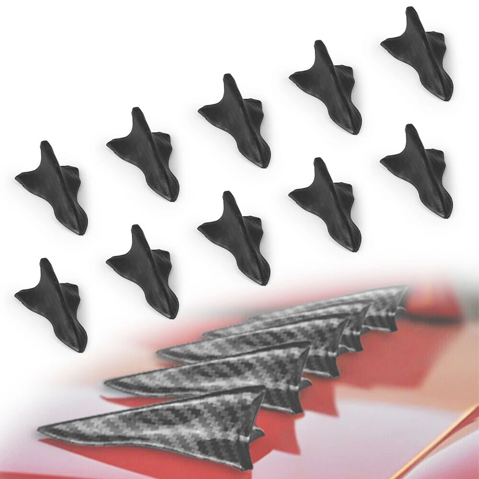 10x Pegatinas de Fibra de Carbono Coche SUV Alerón de Techo Parachoques Aleta de Tiburón Accesorios de Decoración Foto 4 de 4