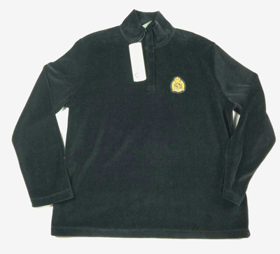 Lauren Ralph CROWN CREST 3D Velour Jacket Sz PM Petite Medium 1/4 Zip Black NEW