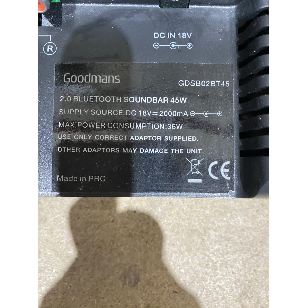 Cable Goodmans Gdsb02bt45 GOODMANS SOUND BAR Gdsb02Bt20 Power