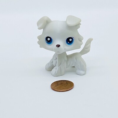 ‼️FAKE‼️ Littlest Pet Shop #363 Silver Gray Collie Dog Blue Eyes LPS