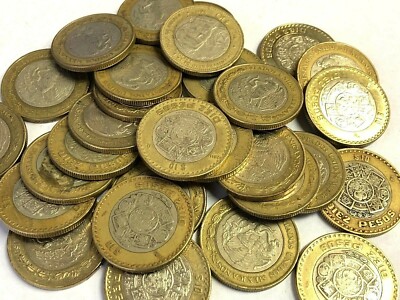 MEXICO $ 10 PESO, Current Bi-Metal Mexican Diez Pesos Forex Coin (1990s-Present)
