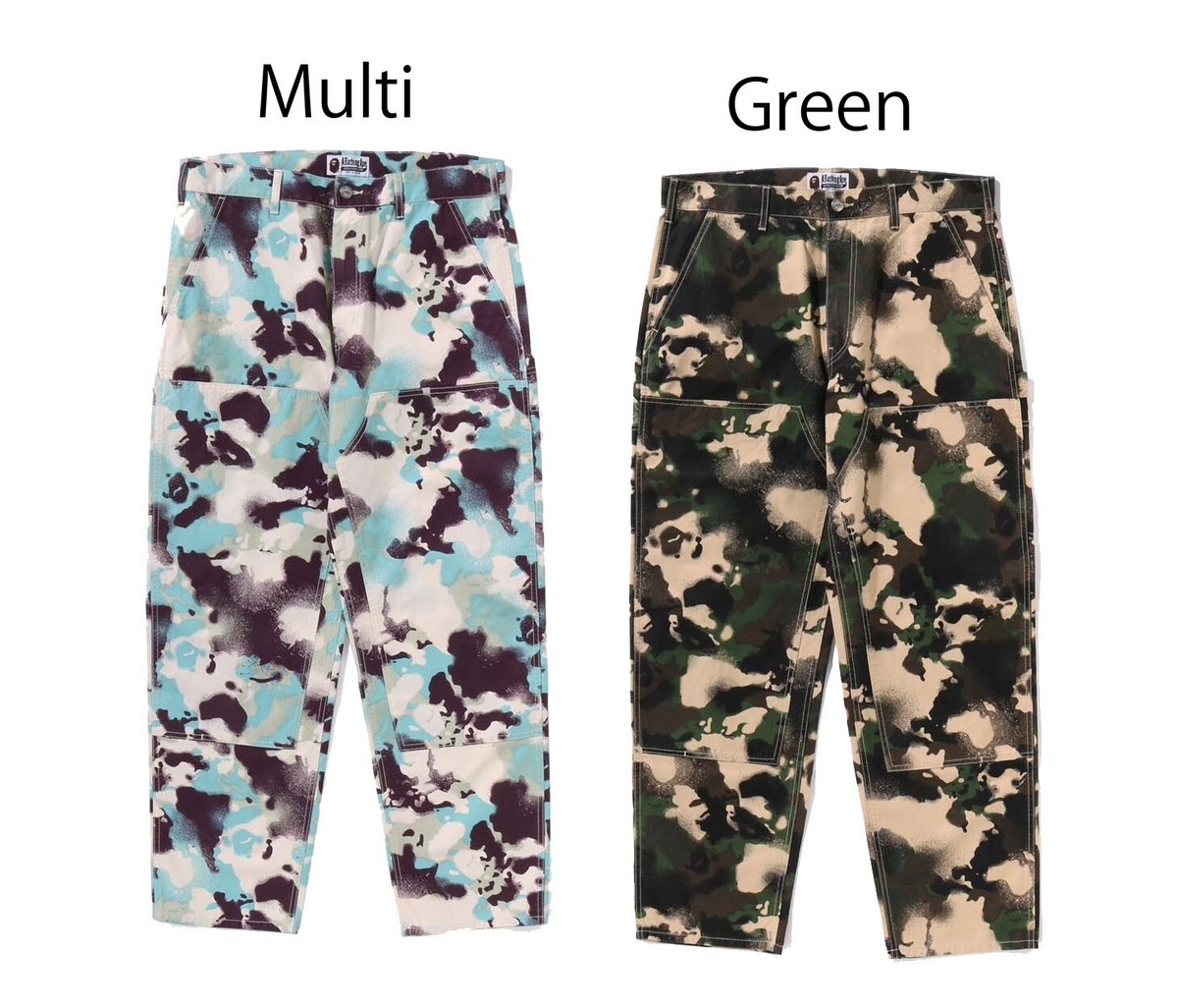 【A BATHING APE 】MAP CAMO WORK PANTS A BATHING APE Men's MAP CAMO RELAXED FIT WORK PANTS 1L30152001 z