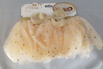 So Dorable Polkadot Tulle Tutu Skirt Pettiskirt Ballet Dance Gold 0-3m