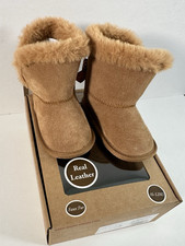 Bearpaw Baby Girls Fur Real Leather Boots Size 6-12 Months