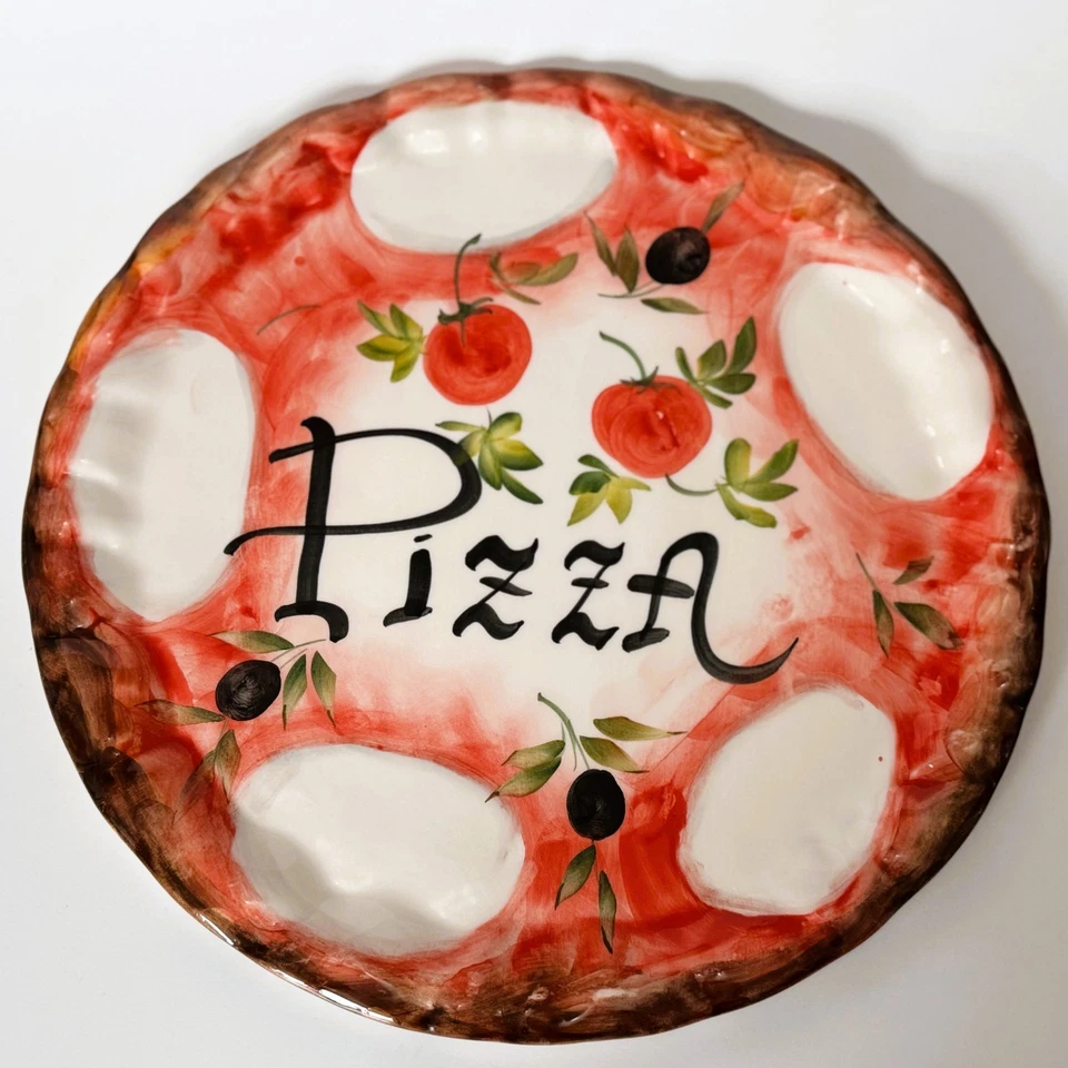 BASSANO KERAMIK Pizzateller 33 cm PIZZA MARGHERITA MEDITERRANES GESCHIRR - Bild 2 von 2
