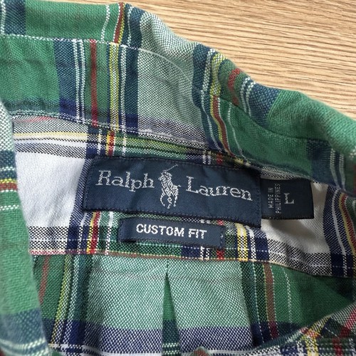 Camicia Ralph Lauren uomo L vestibilità personalizzata verde blu rosso quadri manica lunga bottoni - Foto 2 di 10