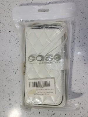 Samsung Galaxy S10 Plus White Phone Case Leather Wallet Zipper Lanyard Cover