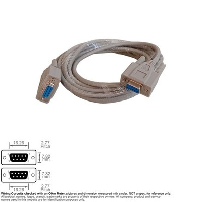Cable Serial RS-232 DB9 DB 9-Pin Female Female RS232 15FT Straight-Thru