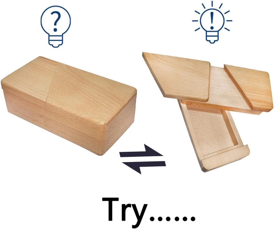 Caja Puzzle Imposible Madera 3D - Caja Secreta Mágica para Favores de Fiesta, 1 Pieza Foto 2 de 4