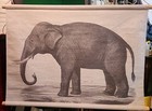 36" x 26" Handmade Elephant Canvas On Rods Wall Art Super Cool Piece EUC