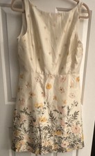 LOFT Outlet Floral Sheath Dress Ivory Yellow Pink Green Sleeveless Size 8