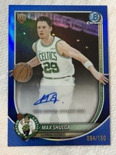 2025-26 Bowman Chrome Basketball Max Shulga Blue Refractor /150 Auto RC Celtics